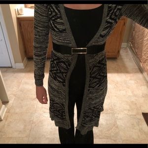 Gray and Black Sweater Cardigan